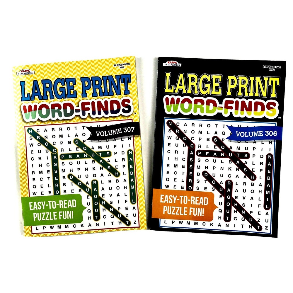 Word-Finds - LARGE PRINT  Puzzle Books - Vol. 306 & 307 with Solutions - 2 Books